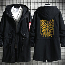 Load image into Gallery viewer, Attack on Titan Long Hooded Cotton Trench Coat
