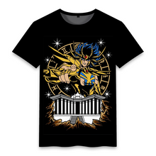 Load image into Gallery viewer, Saint Seiya 12 Gold Saint Comic Pattern Black Summer T-shirt
