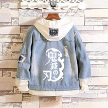Load image into Gallery viewer, Demon Slayer: Kimetsu no Yaiba Stylish Hooded Denim Jacket
