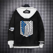 Load image into Gallery viewer, Attack on Titan Black Layered Hooded Denim Jacket
