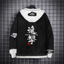 Load image into Gallery viewer, Attack on Titan Black Layered Hooded Denim Jacket
