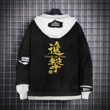 Load image into Gallery viewer, Attack on Titan Black Layered Hooded Denim Jacket
