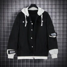 Load image into Gallery viewer, Attack on Titan Black Layered Hooded Denim Jacket
