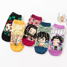 Load image into Gallery viewer, Demon Slayer Cartoon 5-Pack Low-cut Socks
