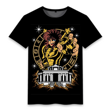 Load image into Gallery viewer, Saint Seiya 12 Gold Saint Comic Pattern Black Summer T-shirt
