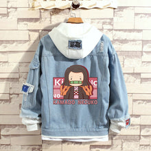 Load image into Gallery viewer, Demon Slayer: Kimetsu no Yaiba Stylish Hooded Denim Jacket
