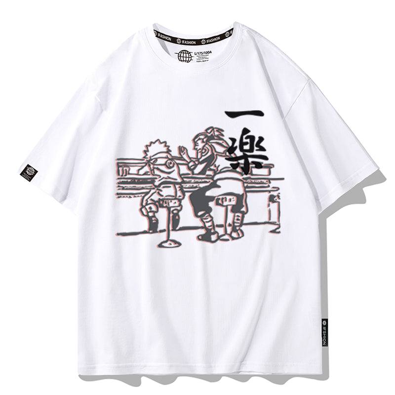 Naruto Shippuden Naruto and Iruka Eating Noodle Summer T-shirt