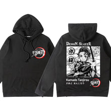Load image into Gallery viewer, Demon Slayer Black Back Pattern Pullover Hoodie
