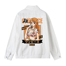 Load image into Gallery viewer, One Piece Character Printing White Denim Jacket
