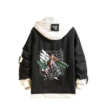Load image into Gallery viewer, Attack on Titan Black Layered Hooded Denim Jacket-Type B
