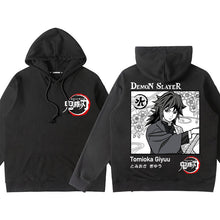 Load image into Gallery viewer, Demon Slayer Black Back Pattern Pullover Hoodie
