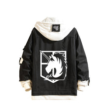 Load image into Gallery viewer, Attack on Titan Black Layered Hooded Denim Jacket-Type B
