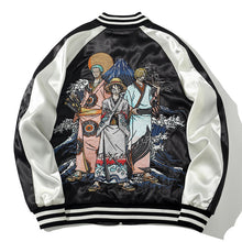 Load image into Gallery viewer, One Piece  Luffy, Zoro, Sanji in Kimono Embroidery Baseball Jacket
