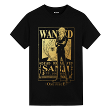 Load image into Gallery viewer, One Piece Wanted Poster Black Summer T-shirt
