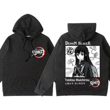 Load image into Gallery viewer, Demon Slayer Black Back Pattern Pullover Hoodie
