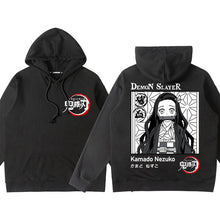 Load image into Gallery viewer, Demon Slayer Black Back Pattern Pullover Hoodie
