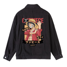 Load image into Gallery viewer, One Piece Character Printing Black Denim Jacket
