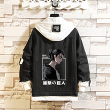 Load image into Gallery viewer, Attack on Titan Black Layered Hooded Denim Jacket-Type B
