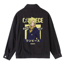 Load image into Gallery viewer, One Piece Character Printing Black Denim Jacket
