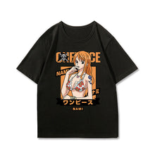 Load image into Gallery viewer, One Piece Character With Logo Black Summer T-shirt
