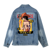 Load image into Gallery viewer, One Piece Character Printing Blue Denim Jacket
