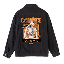 Load image into Gallery viewer, One Piece Character Printing Black Denim Jacket
