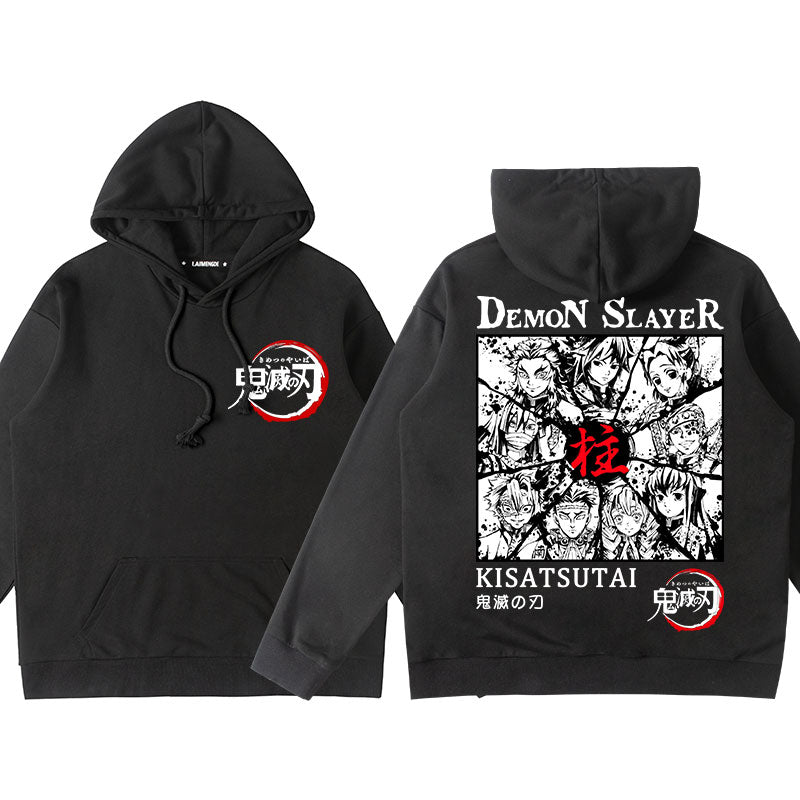 Demon Slayer Black Back Pattern Pullover Hoodie