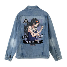 Load image into Gallery viewer, One Piece Character Printing Blue Denim Jacket
