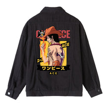 Load image into Gallery viewer, One Piece Character Printing Black Denim Jacket
