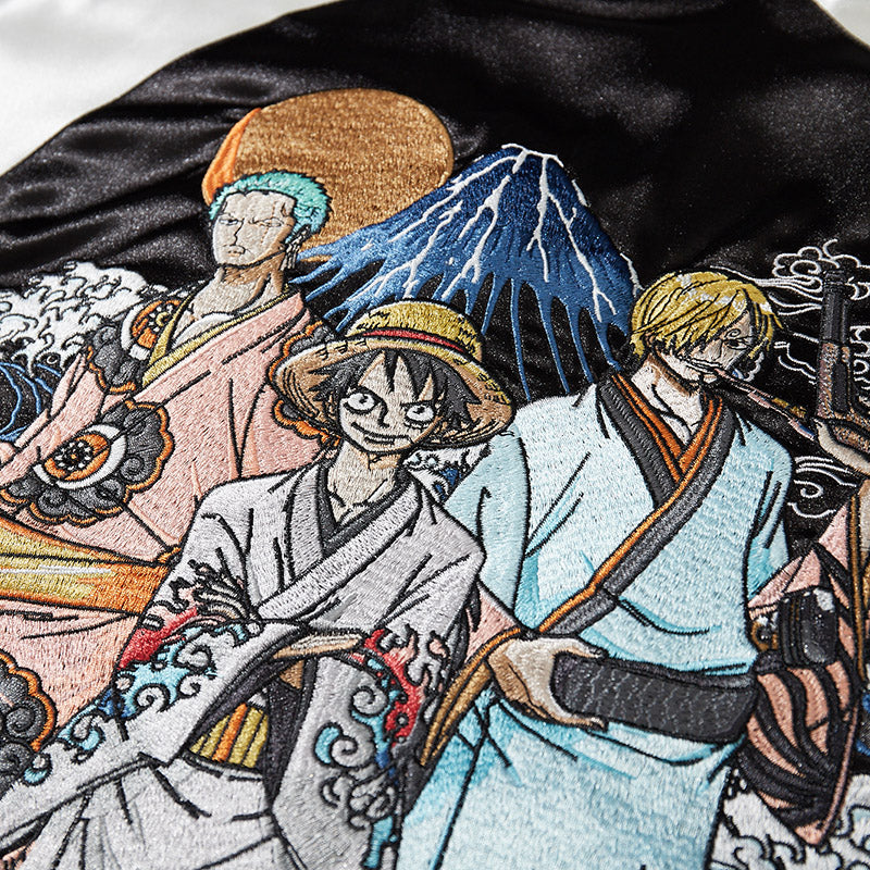 One Piece  Luffy, Zoro, Sanji in Kimono Embroidery Baseball Jacket