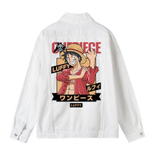 Load image into Gallery viewer, One Piece Character Printing White Denim Jacket
