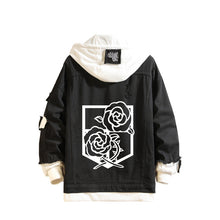 Load image into Gallery viewer, Attack on Titan Black Layered Hooded Denim Jacket-Type B
