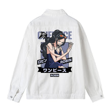 Load image into Gallery viewer, One Piece Character Printing White Denim Jacket
