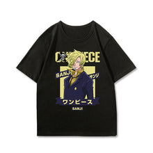 Load image into Gallery viewer, One Piece Character With Logo Black Summer T-shirt
