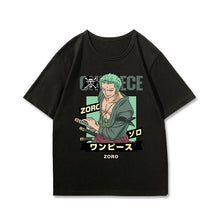 Load image into Gallery viewer, One Piece Character With Logo Black Summer T-shirt
