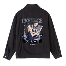 Load image into Gallery viewer, One Piece Character Printing Black Denim Jacket
