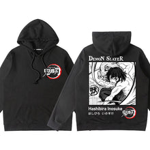 Load image into Gallery viewer, Demon Slayer Black Back Pattern Pullover Hoodie
