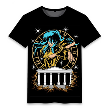 Load image into Gallery viewer, Saint Seiya 12 Gold Saint Comic Pattern Black Summer T-shirt
