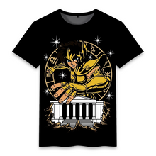 Load image into Gallery viewer, Saint Seiya 12 Gold Saint Comic Pattern Black Summer T-shirt
