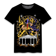 Load image into Gallery viewer, Saint Seiya 12 Gold Saint Comic Pattern Black Summer T-shirt
