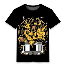 Load image into Gallery viewer, Saint Seiya 12 Gold Saint Comic Pattern Black Summer T-shirt
