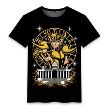 Load image into Gallery viewer, Saint Seiya 12 Gold Saint Comic Pattern Black Summer T-shirt
