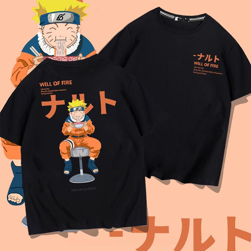 Naruto Uzumaki Eating Noodles Summer T-shirt