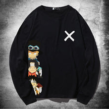 Load image into Gallery viewer, One Piece Cartoon Luffy, Ace and Sabo Crossmark Long-Sleeve Tee
