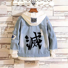 Load image into Gallery viewer, Demon Slayer: Kimetsu no Yaiba Stylish Hooded Denim Jacket
