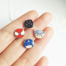 Load image into Gallery viewer, Superheroes Silver Stud Earrings
