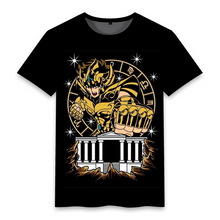 Load image into Gallery viewer, Saint Seiya 12 Gold Saint Comic Pattern Black Summer T-shirt
