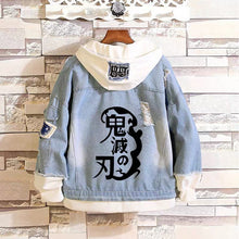 Load image into Gallery viewer, Demon Slayer: Kimetsu no Yaiba Stylish Hooded Denim Jacket
