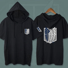 Load image into Gallery viewer, Attack on Titan Symbol Hooded Summer T-shirt
