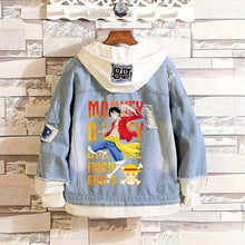 Load image into Gallery viewer, One Piece Stylish Hooded Denim Jacket - Character Pattern
